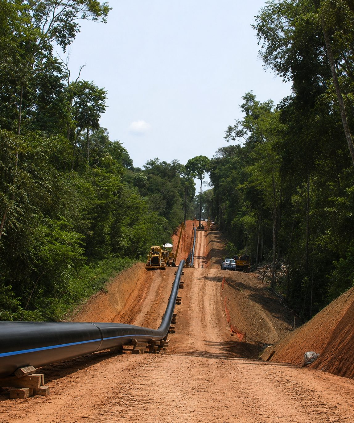 Adutora de grande diâmetro em faixa de servidão