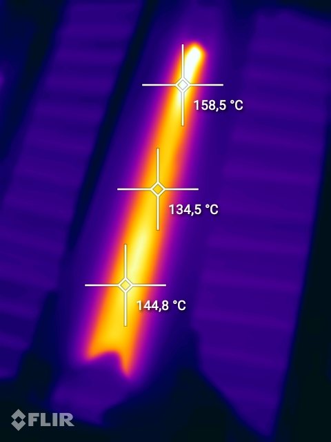 Inspeção termográfica (FLIR) — temperatura da placa de aquecimento